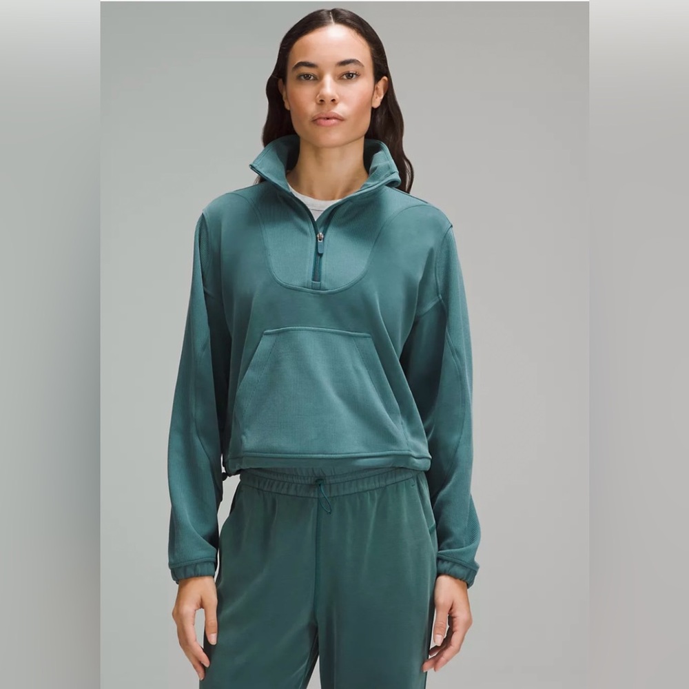 *NEW* Lululemon Brushed Softstreme Half Zip Storm Teal Size 6 *SOLD OUT ONLINE*